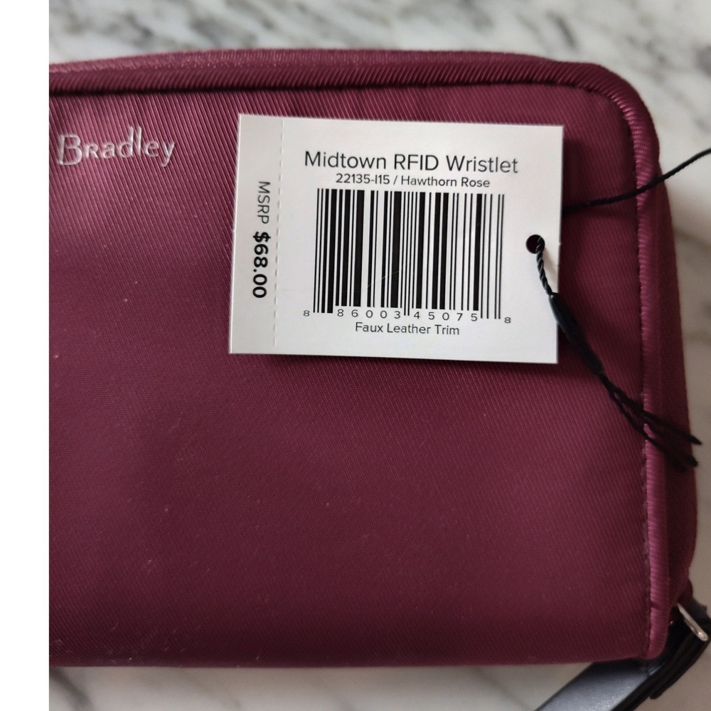 Vera Bradley Midtown RFID Wristlet Hawthorn Rose Maroon Wallet 22135-I15 NWT - Picture 5 of 5